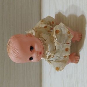 Vintage 1940's Wind Up Crawling Baby Mechanical Doll With Permanent Key
